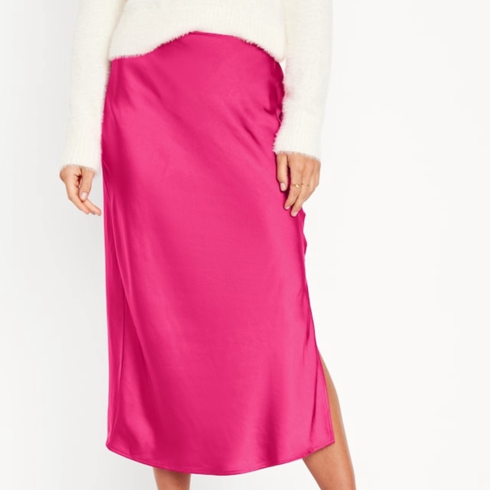- Old navy pink satin midi skirt